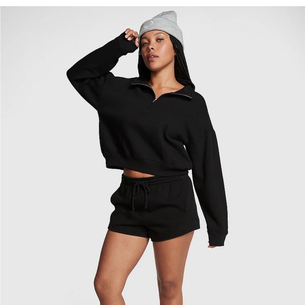 Vs premium fleece half zip hoodie size small color black